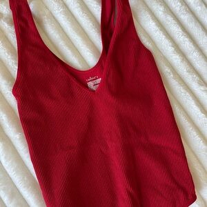 Colsie Red Ribbed Bodysuit